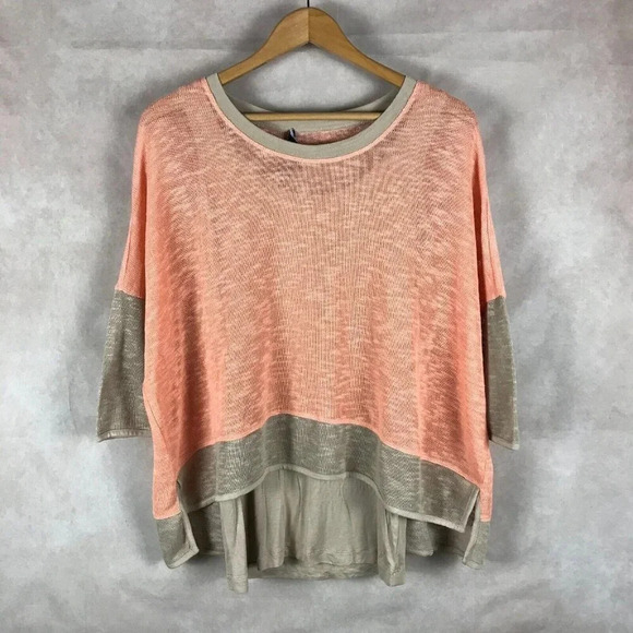 GRACE ELEMENTS Orange/Tan Layered Look Knit Top NWT Small - Picture 2 of 12
